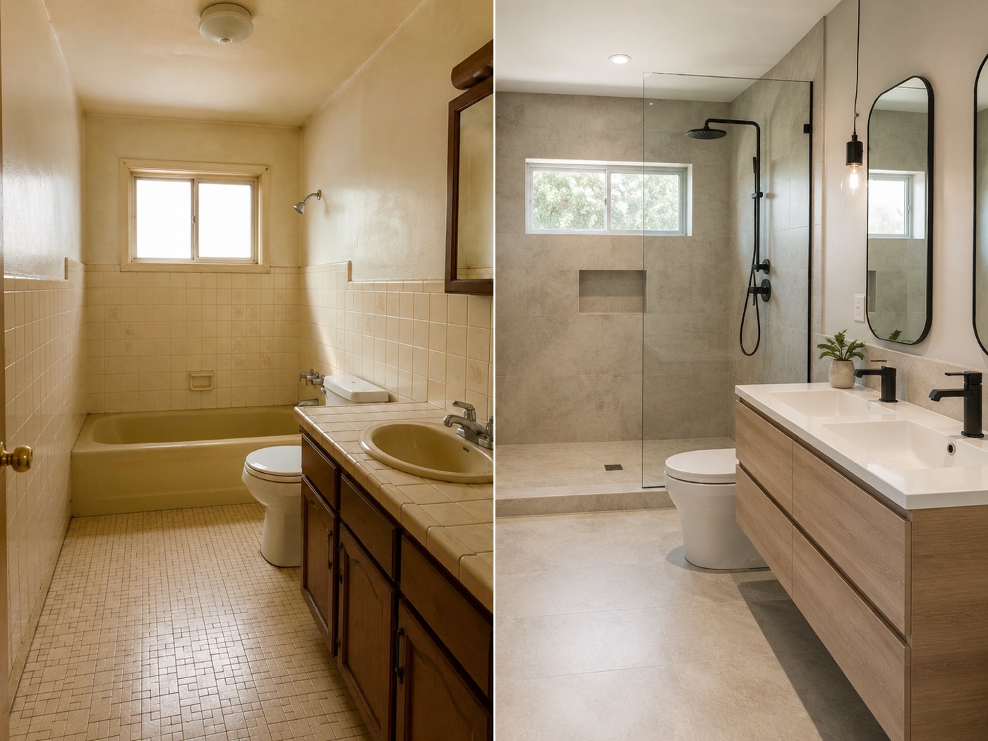 Grande salle de bain avec baignoire îlot