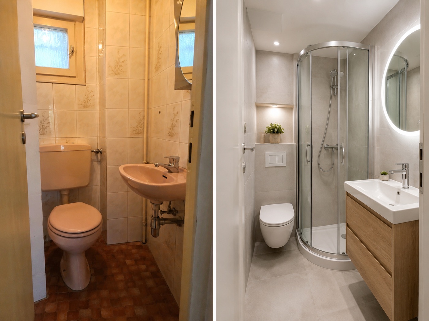 Salle de bain noire et dorée